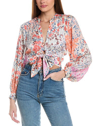 Reiss Reiss Elle Meadow Print Tie Front Top