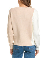 T Tahari Colorblock Whipstitch Sweater
