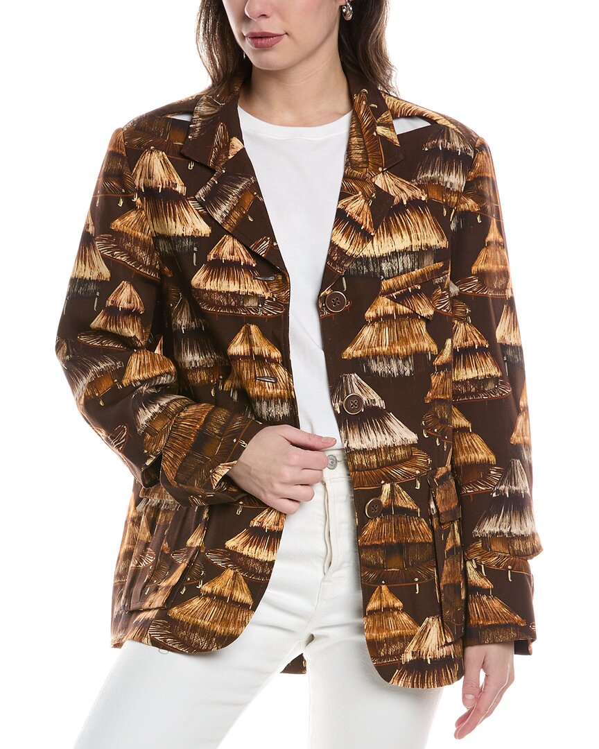 Farm Rio Cutout Blazer Brown Multi