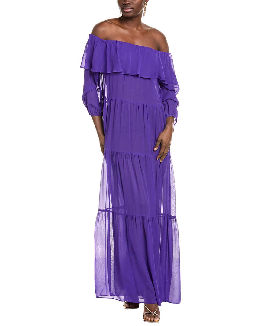 Max Mara Studio Lemma Silk Maxi Dress Purple