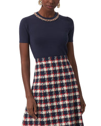 Carolina Herrera Chain Crewneck Wool & Silk-Blend Sweater Multi
