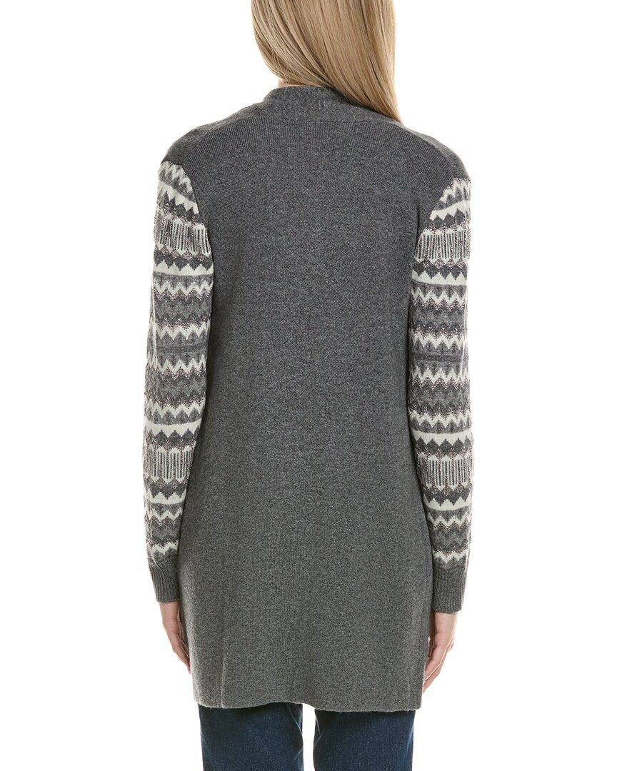 Sofiacashmere Lurex Fairisle Open Wool & Cashmere-Blend Cardigan