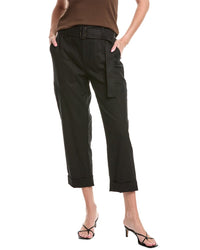 Vince Belted Linen-Blend Pant Black