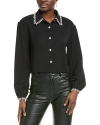 Gracia Pearl Beaded Crop Top Black