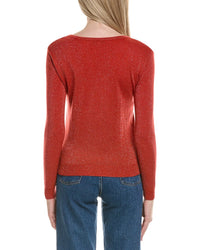 Sofiacashmere Lurex V-Neck Wool & Cashmere-Blend Sweater