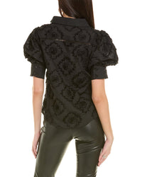 Gracia Wing Collar Circle Embroidered Top