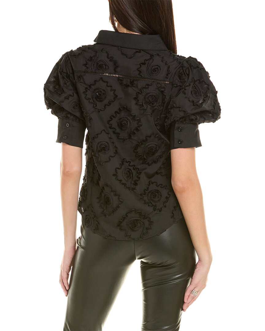 Gracia Wing Collar Circle Embroidered Top