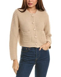 Hannah Rose Chunky Textured Button Cashmere-Blend Cardigan Tan