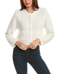 Hannah Rose Chunky Textured Button Cashmere-Blend Cardigan White