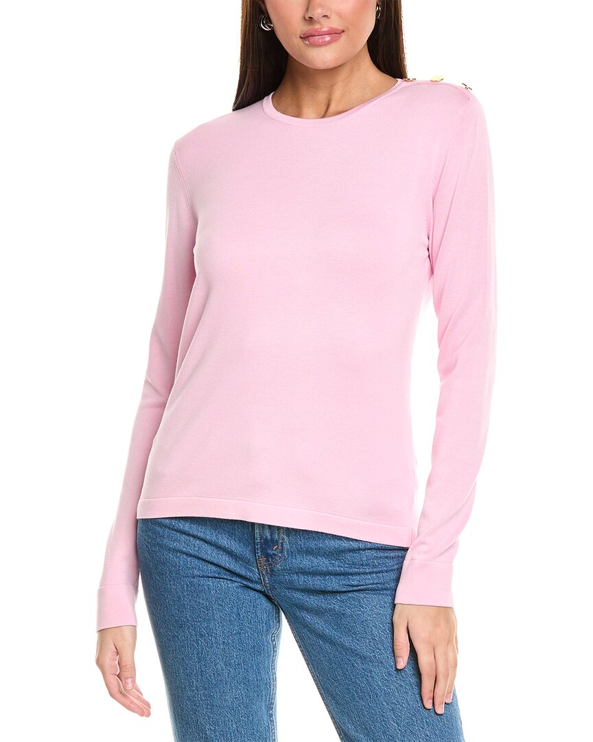 St. John Solid Jersey Knit Sweater Pink