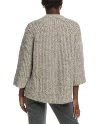 Autumn Cashmere Shaker 3/4-Sleeve Alpaca-Blend Sweater