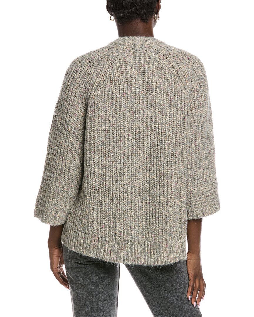 Autumn Cashmere Shaker 3/4-Sleeve Alpaca-Blend Sweater
