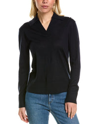 Mt By Madeleine Thompson Polo Collar Wool-Blend Sweater Blue Regular 0 (XS)