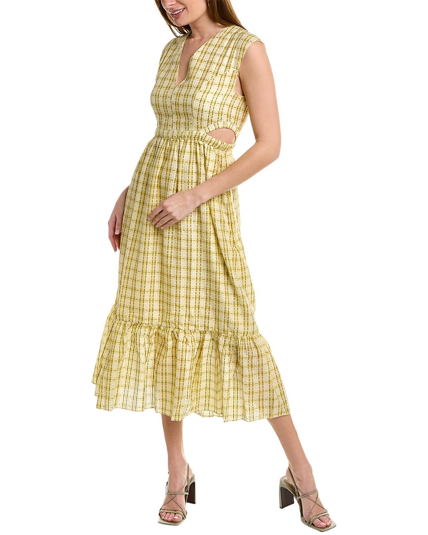 Marie Oliver Simone Silk-Blend Midi Dress Yellow 2