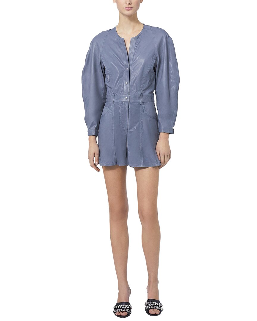 Iro Majunga Leather Playsuit Grey Multi