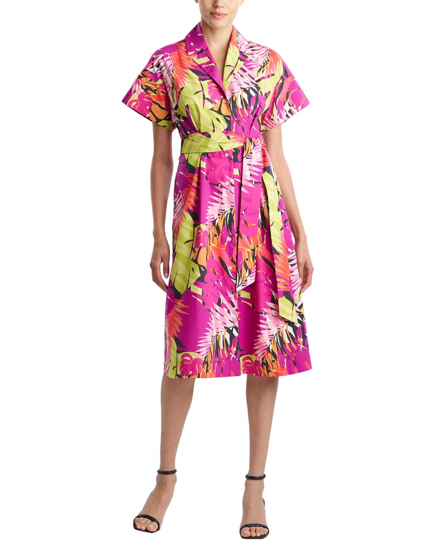 N Natori Palms Poplin Shirt Dress