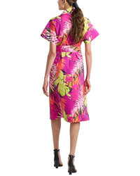 N Natori Palms Poplin Shirt Dress