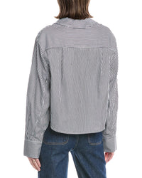 Simkhai Renata Striped Cropped Button-Down Shirt