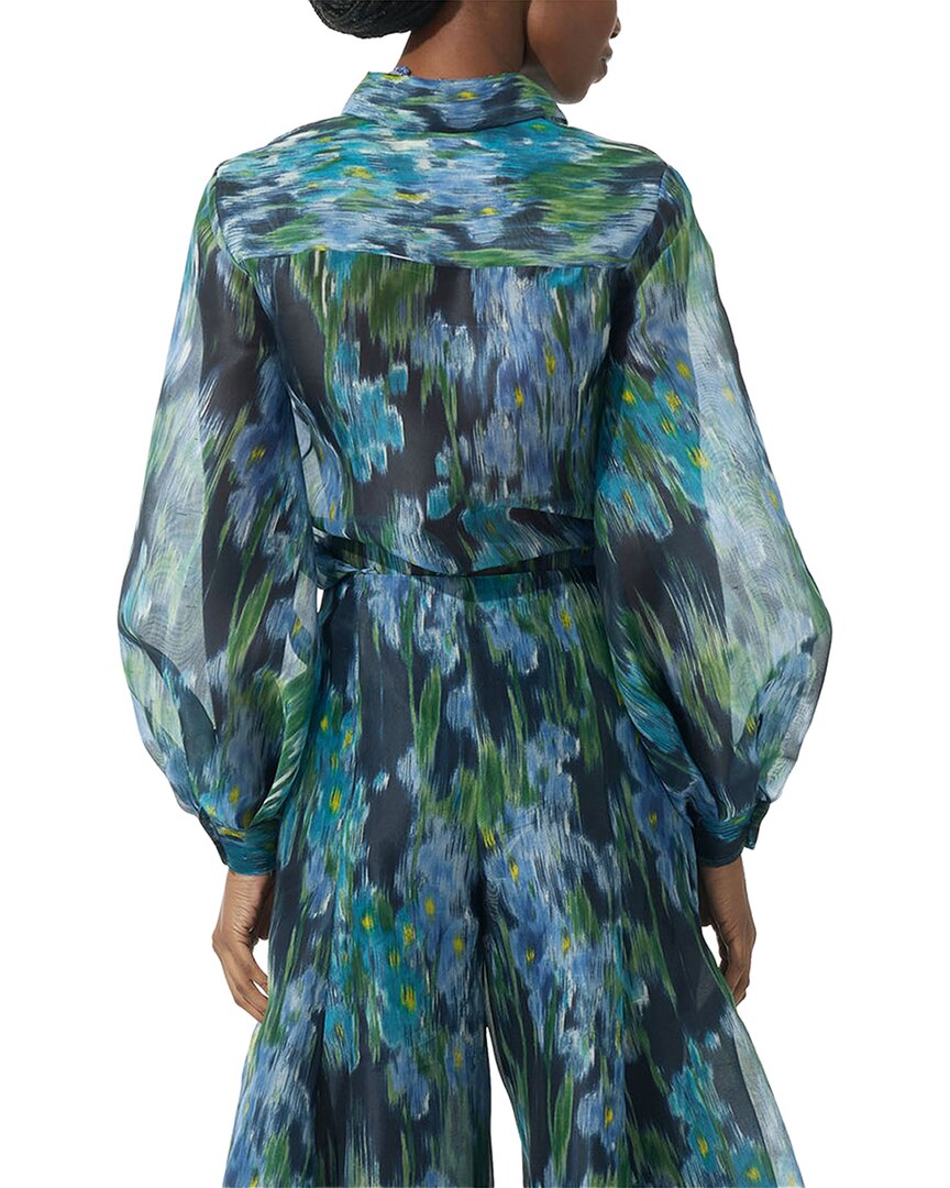 Carolina Herrera Puff Sleeve Button-Down Silk Top