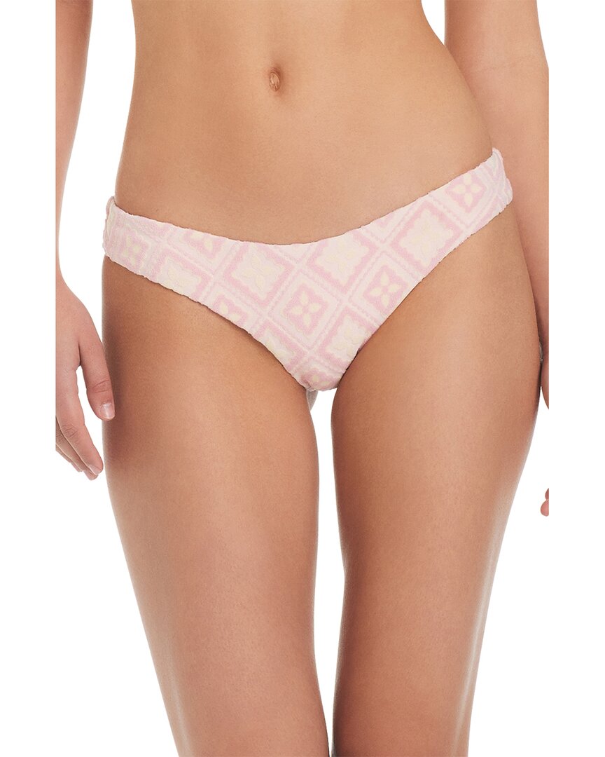 Red Carter Jacquard Geo Scoop Swim Bottoms Pink Multi