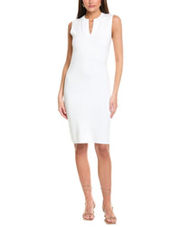 St. John Solid Stretch Knit Sweaterdress White