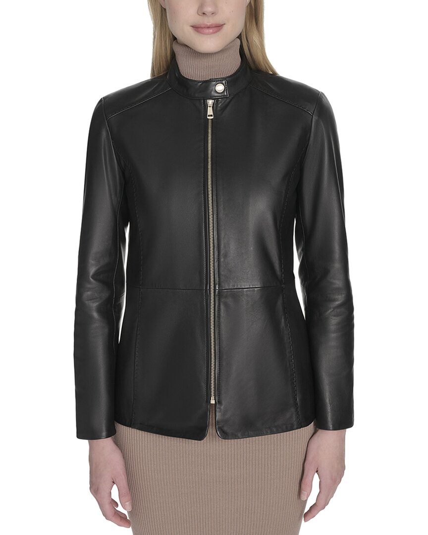 Cole Haan Cole Haan Stand Collar Leather Jacket