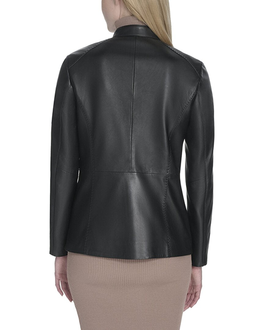 Cole Haan Cole Haan Stand Collar Leather Jacket