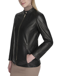 Cole Haan Cole Haan Stand Collar Leather Jacket