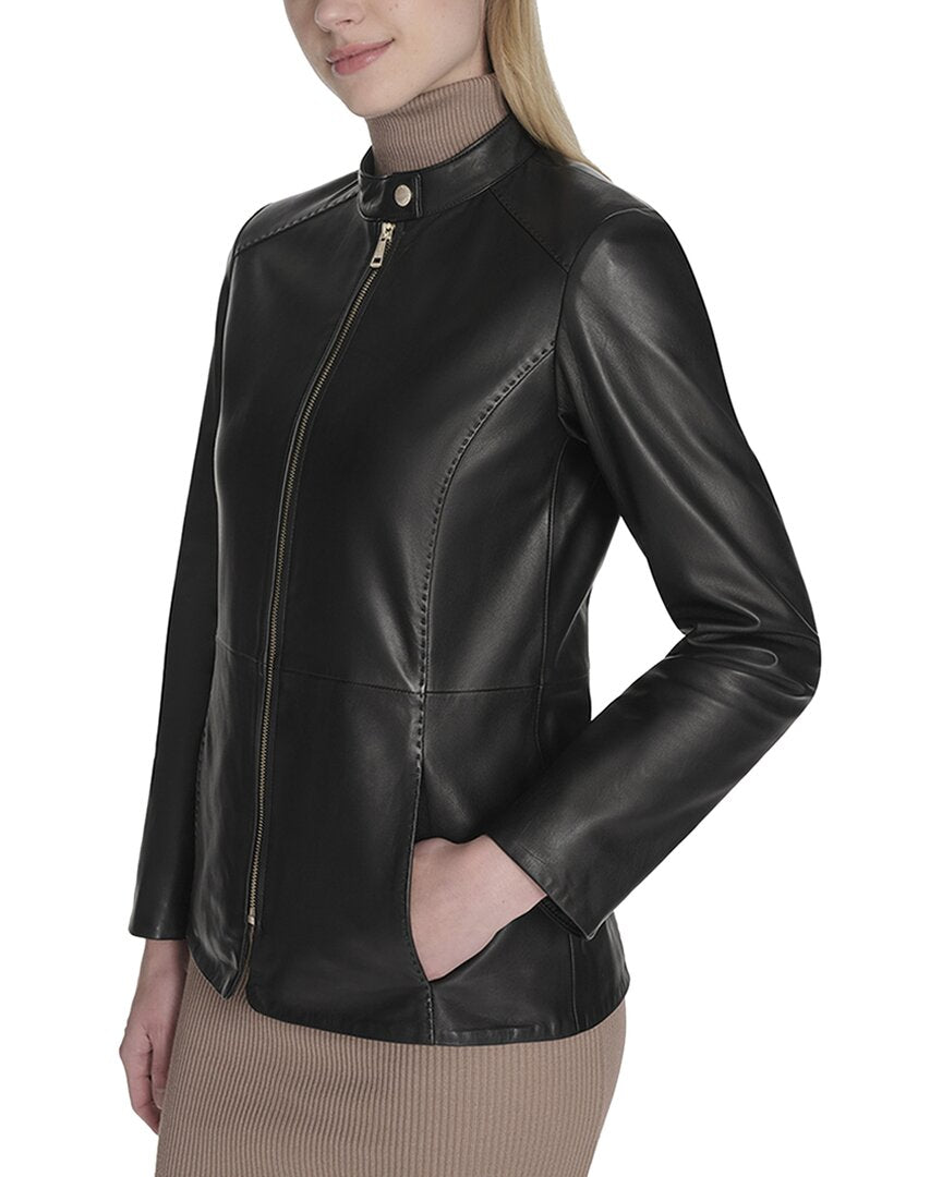 Cole Haan Cole Haan Stand Collar Leather Jacket