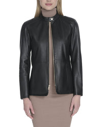 Cole Haan Cole Haan Stand Collar Leather Jacket
