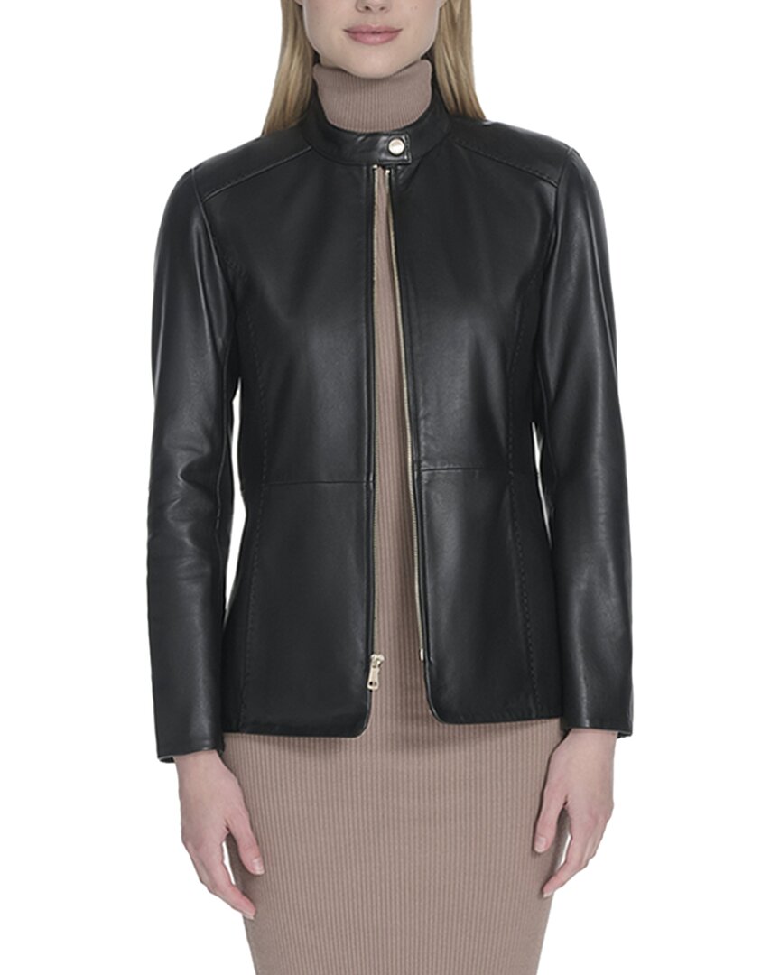 Cole Haan Cole Haan Stand Collar Leather Jacket