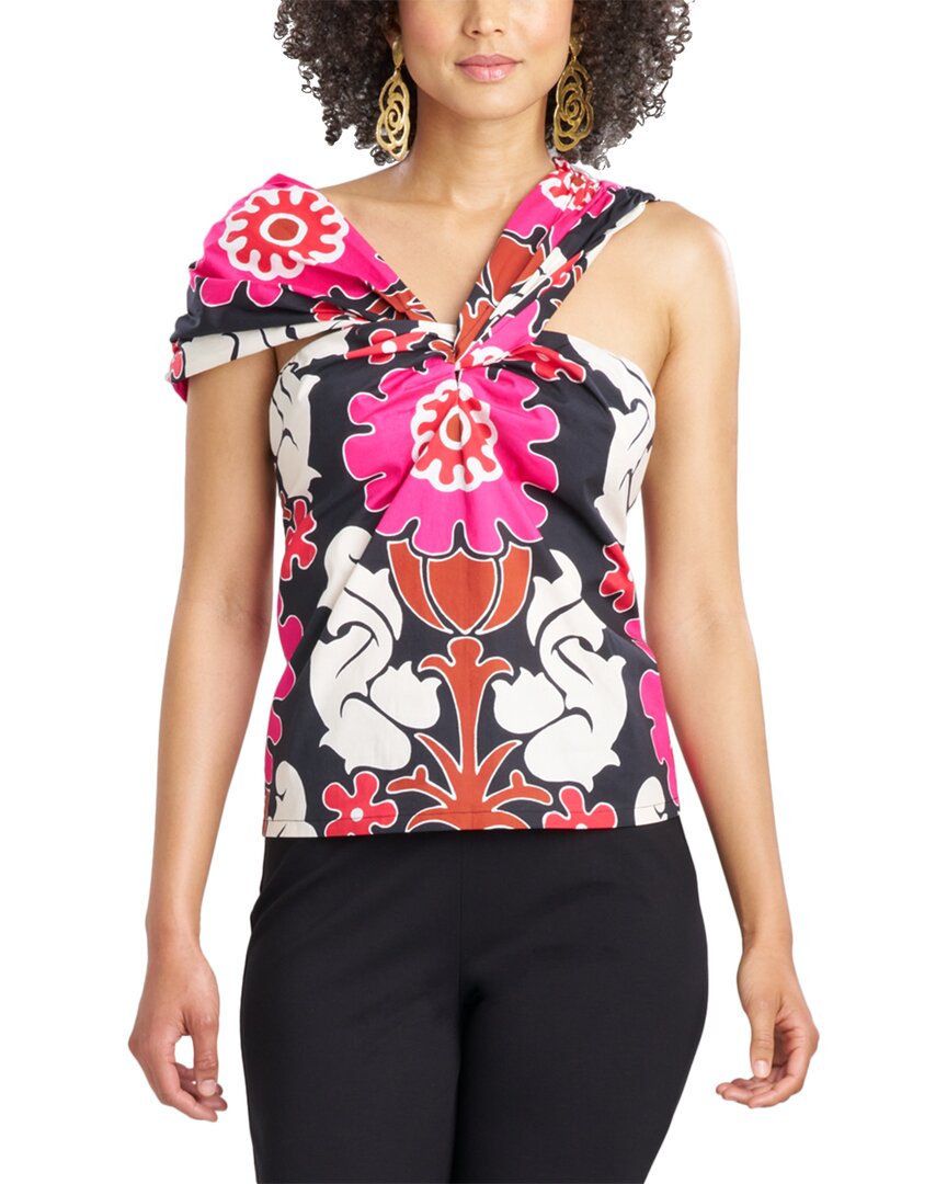 Natori Talitha Poplin Asymmetrical Halter Top Pink Regular 0 (XS)
