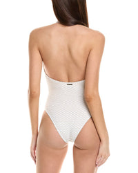 Milly Jackie Textured Waves Halter One-Piece
