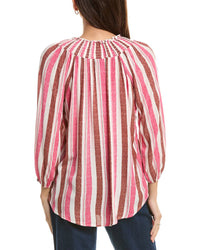 Bobeau Smocked Collar Top