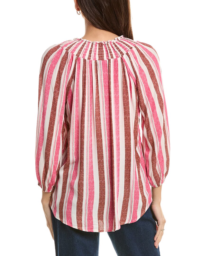 Bobeau Smocked Collar Top