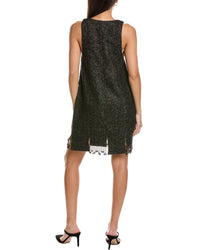 Ganni V-Neck Panel Wool-Blend Mini Dress