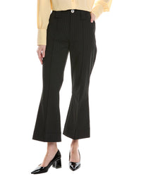 Ganni Stretch Stripe Bootcut High-Waist Crop Pant Black 32