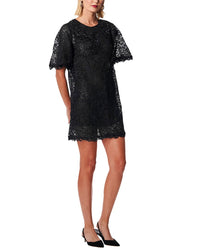 Carolina Herrera Flutter Sleeve Shift Dress Black