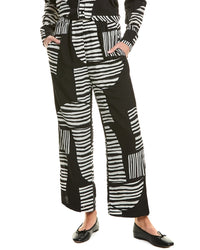 Gracia Mismatch Line Pattern Pajama Pant Black