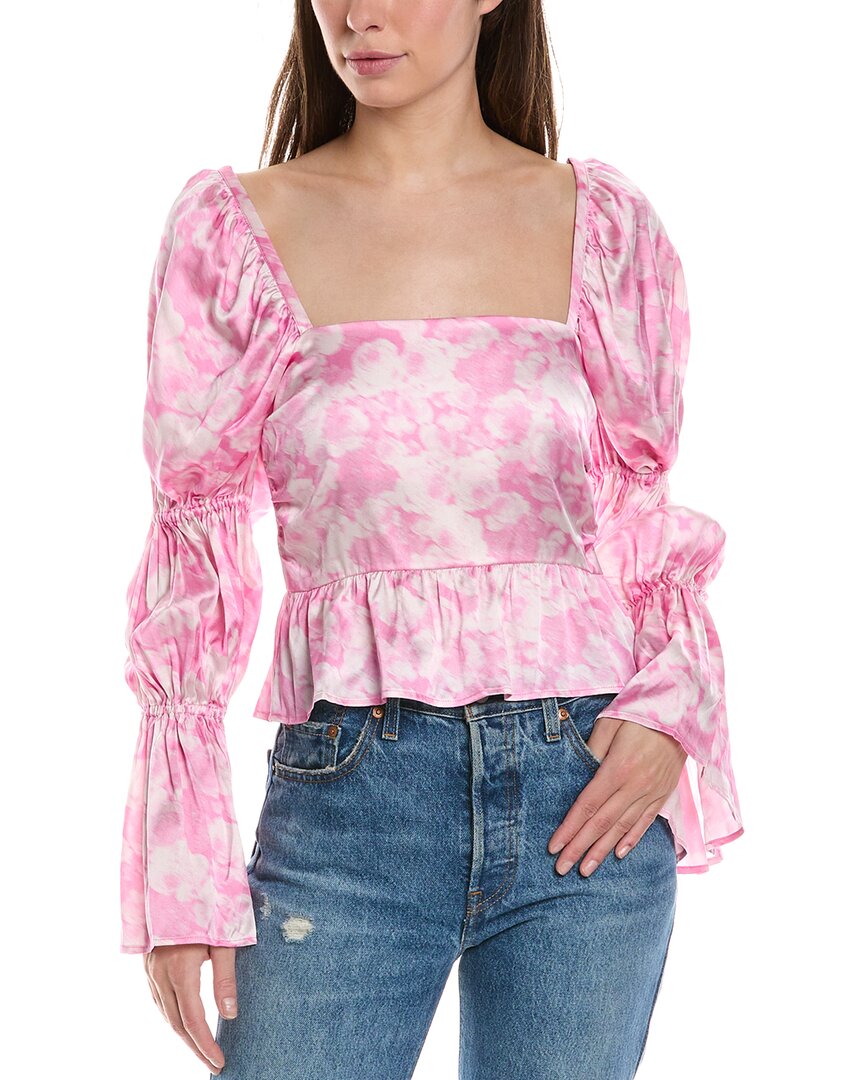Ganni Satin Silk-Blend Blouse Pink