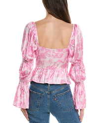 Ganni Satin Silk-Blend Blouse