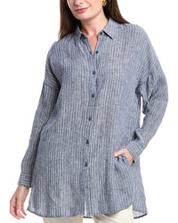 Eileen Fisher Classic Linen Shirt Blue