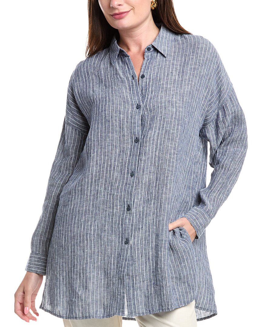Eileen Fisher Classic Linen Shirt Blue