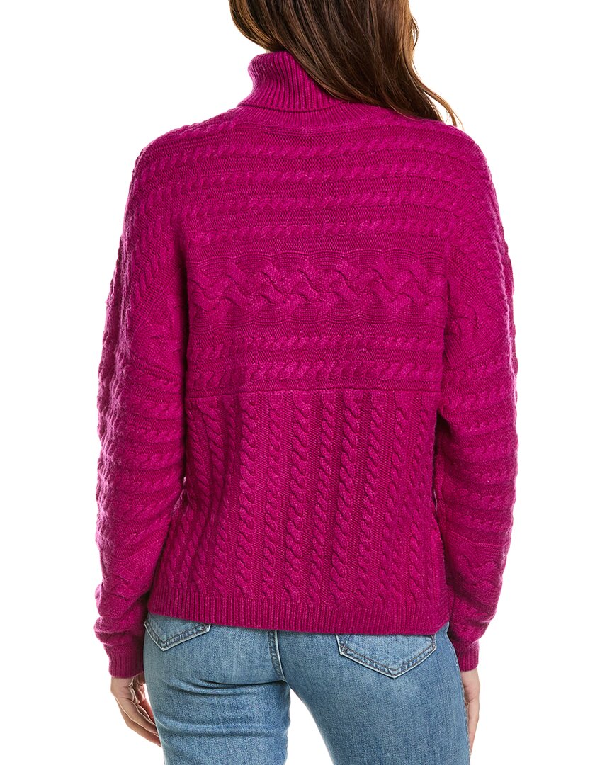 Forte Cashmere Luxe Cable Turtleneck Wool & Cashmere-Blend Sweater
