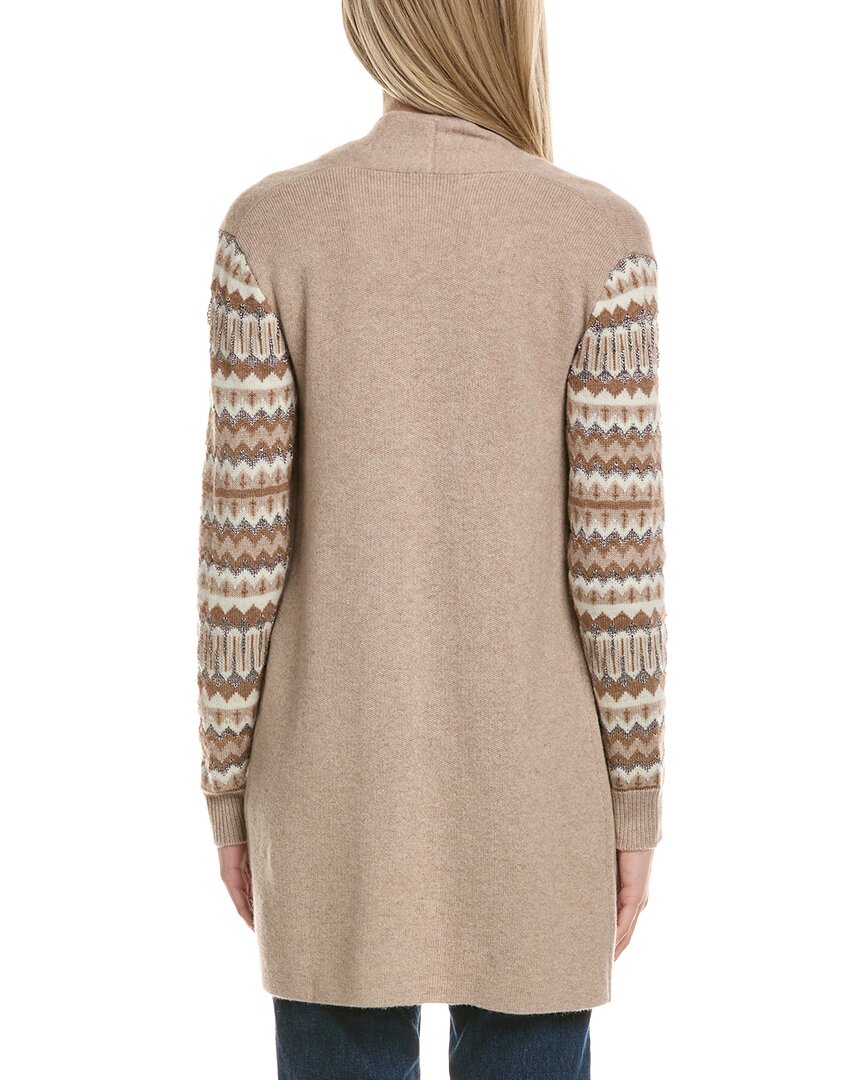 Sofiacashmere Lurex Fairisle Open Wool & Cashmere-Blend Cardigan