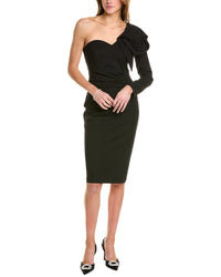 Theo The Label Gaia Ruffled One-Shoulder Sheath Dress Black