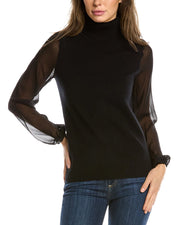 Sofiacashmere Silk Sleeve Cashmere Sweater