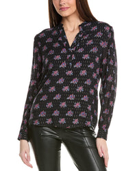 Elie Tahari The Akari Silk-Blend Blouse Black