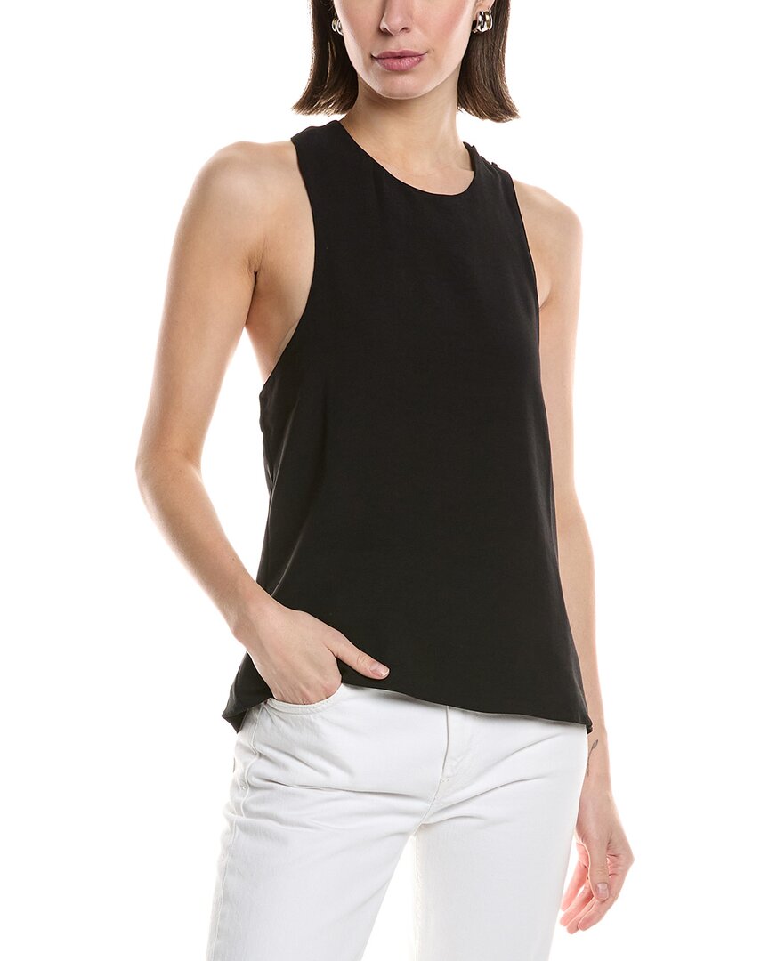 Hudson Jeans High Neck Twist Back Woven Tank Black