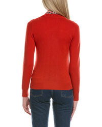 Sofiacashmere Stone-Trimmed Mock Neck Wool & Cashmere-Blend Sweater